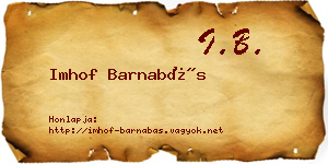 Imhof Barnabás névjegykártya